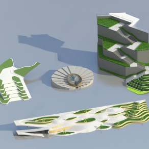 现代高差地形3D模型下载